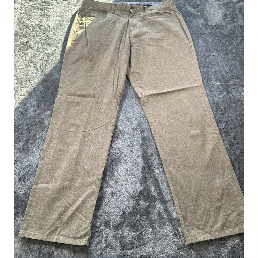 Johnston Murphy‎ Regular Fit Mens 36x32 Khaki Chinos Pants Pima Cotton Stretch